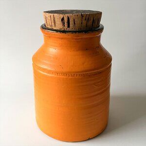 Large Vintage Art Pottery Canister Cookie Jar with Cork Lid Made In Canada